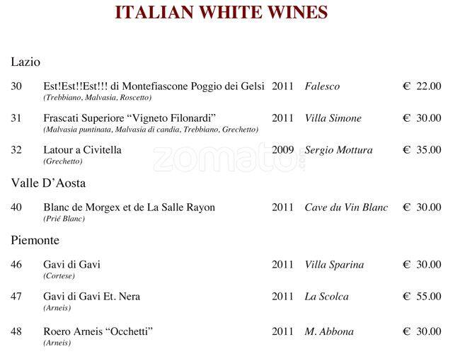 Menu di Viva Voce 