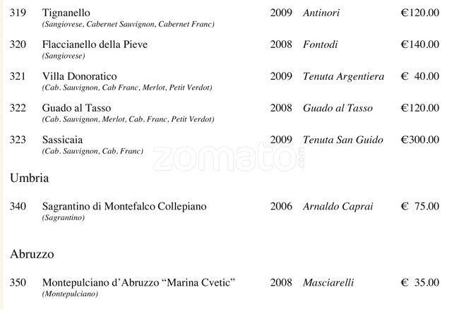 Menu di Viva Voce 