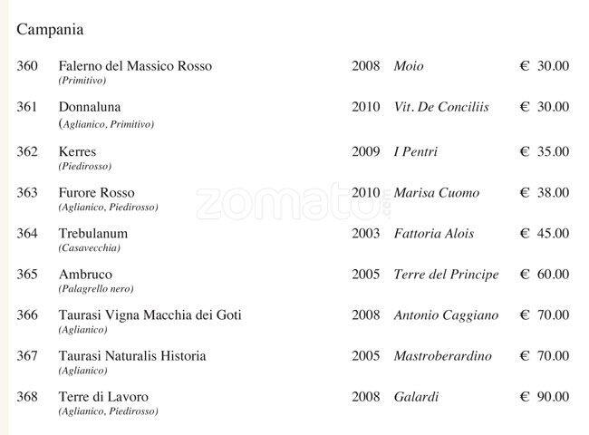 Menu di Viva Voce 