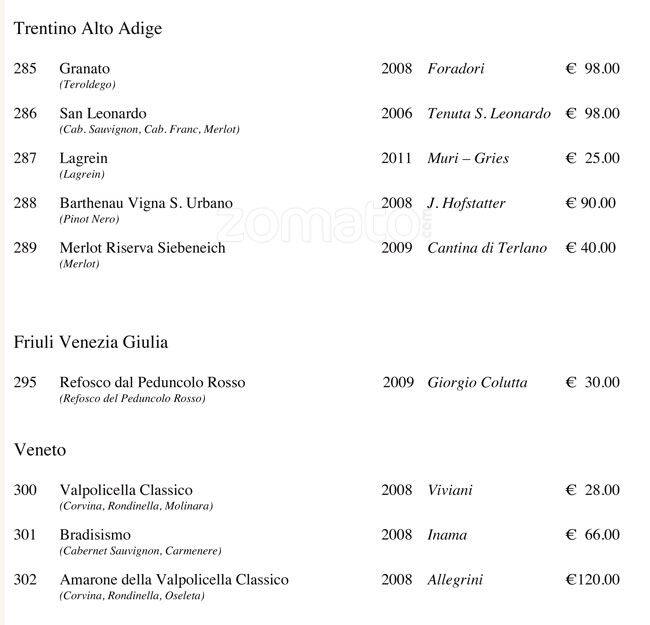 Menu di Viva Voce 