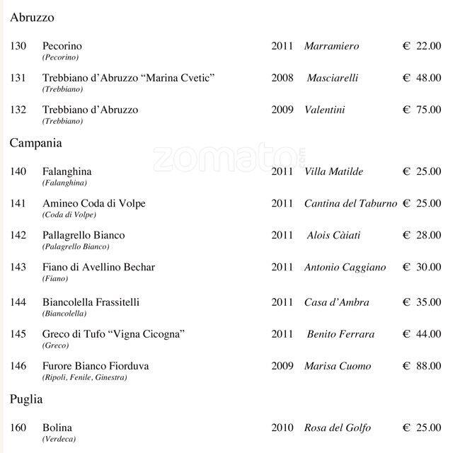 Menu di Viva Voce 