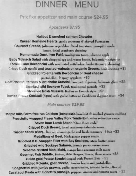 Menu at Lampliter Gallery Cafe, Langley Township