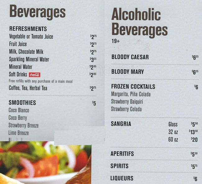 Menu at Scores restaurant, Ottawa, 150 Trainyards Dr