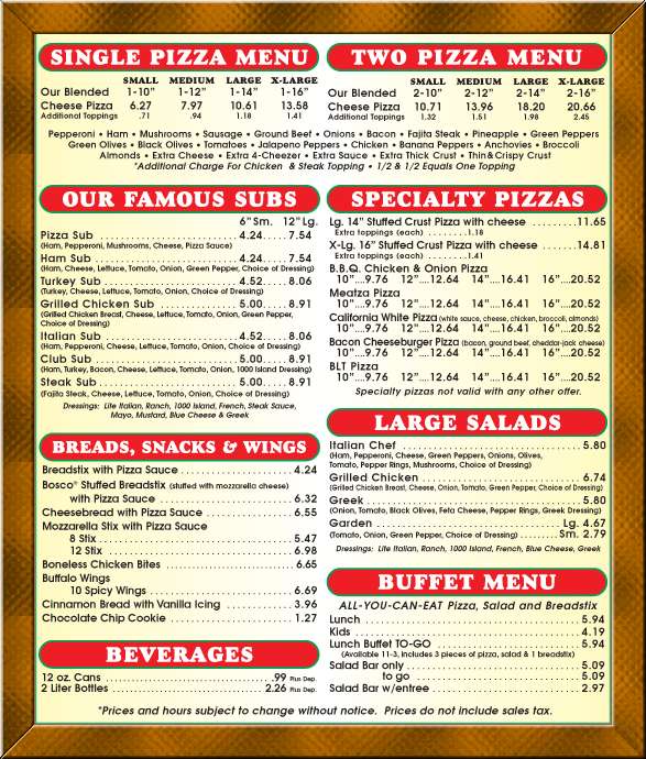 Pisanello S Pizza Menu Menu For Pisanello S Pizza Mt Pleasant