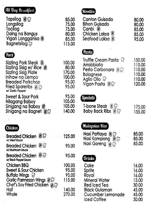 Chef S Kitchen Menu Menu For Chef S Kitchen Fairview Quezon City