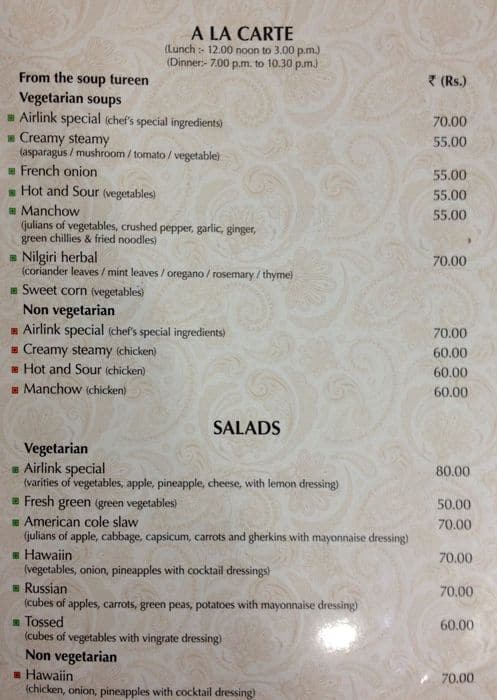 Castle Cafe - Hotel Airlink Castle Menu - Zomato