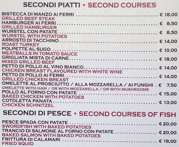 Menu di Snack Bar Largo Pietro di Brazza 23 