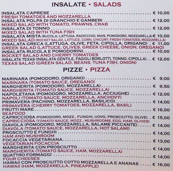 Menu di Snack Bar Largo Pietro di Brazza 23 
