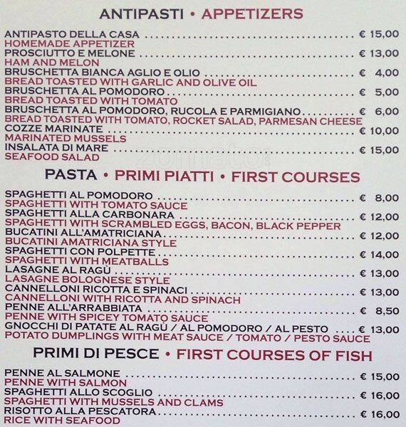 Menu di Snack Bar Largo Pietro di Brazza 23 