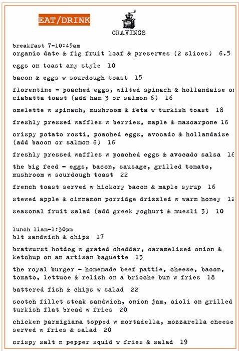 Cravings Cafe Menu, Menu for Cravings Cafe, East Perth, Perth ...