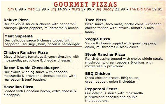 Foxs Pizza menu