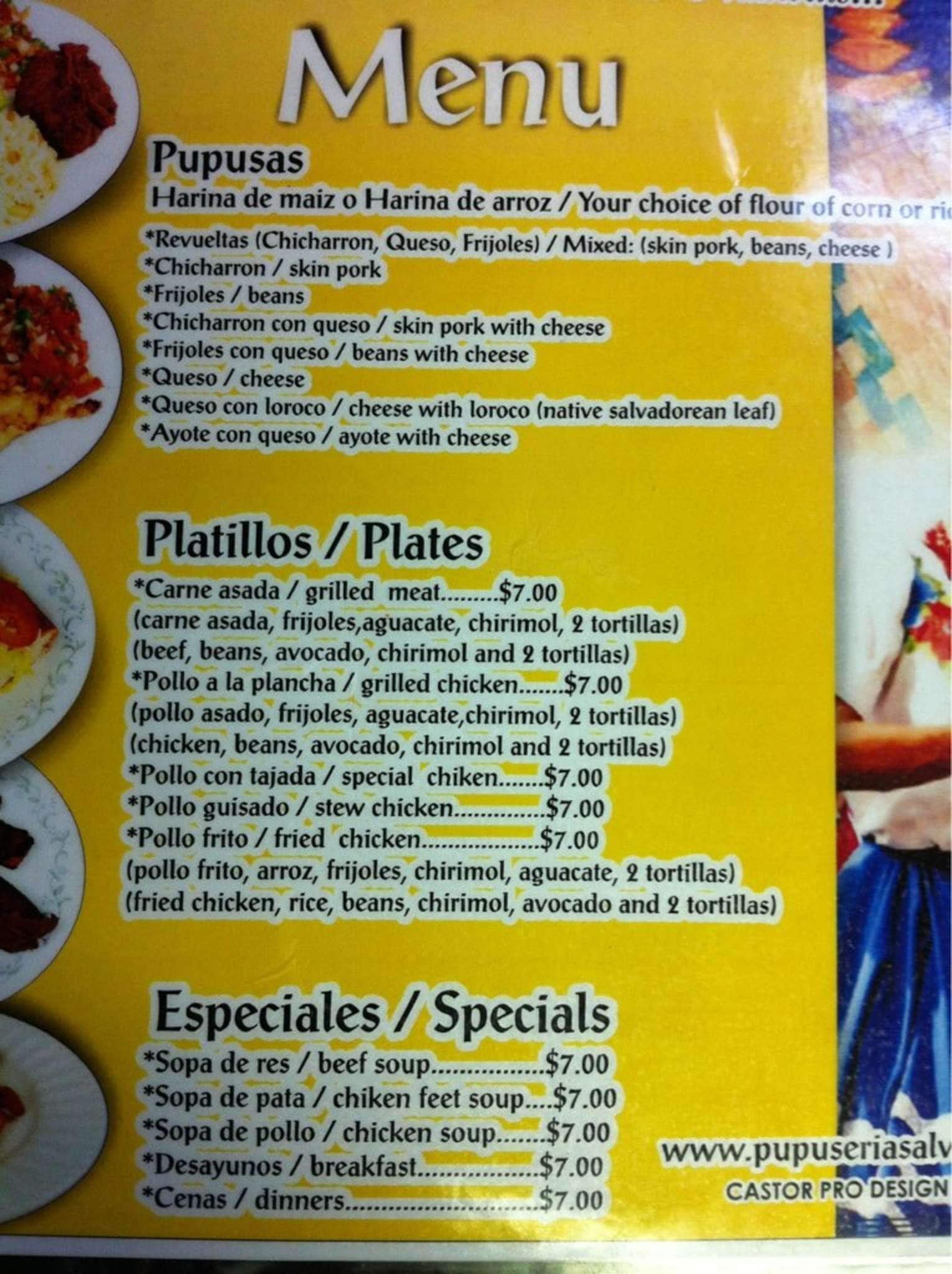 Menu At Pupuseria Salvadoreña 1 Restaurant, Nashville, 340 Welch Rd