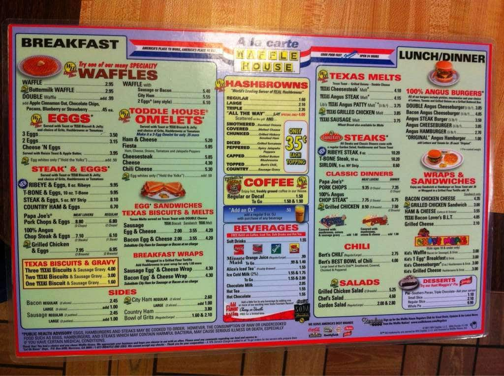 waffle house menu 2018