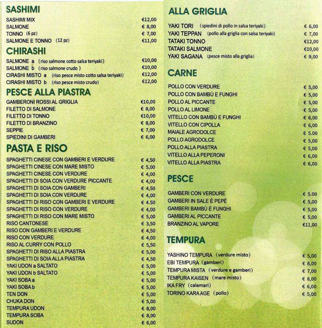 Menu di Fugi Yama 
