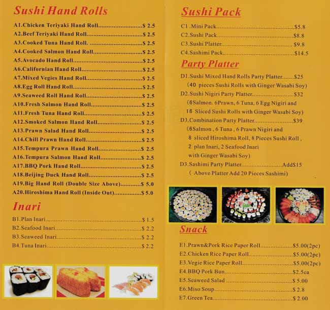 Yo Sushi Noodle Menu, Menu for Yo Sushi Noodle, Richmond, Melbourne ...