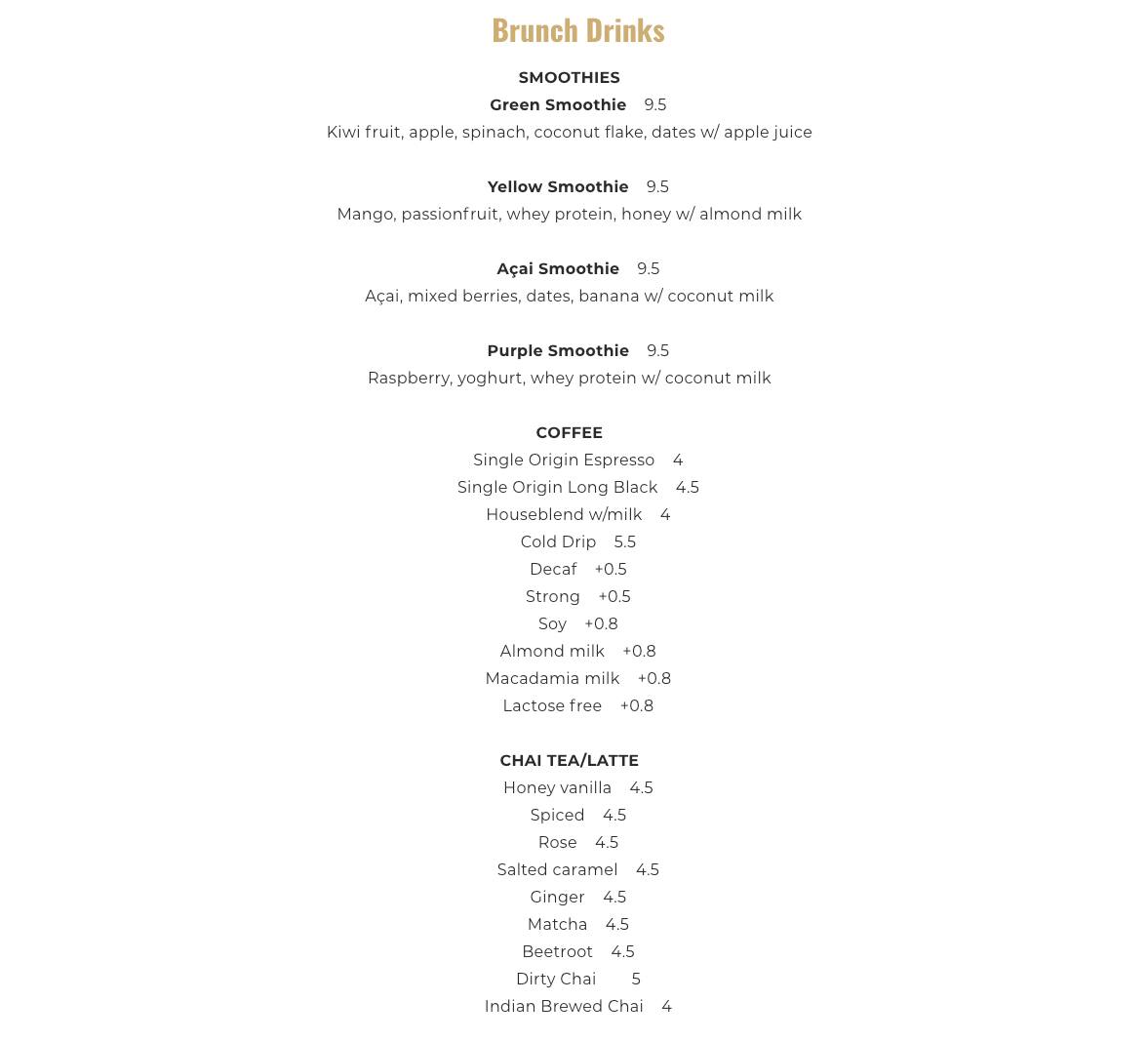 Menu at Westgarth Social cafe, Northcote