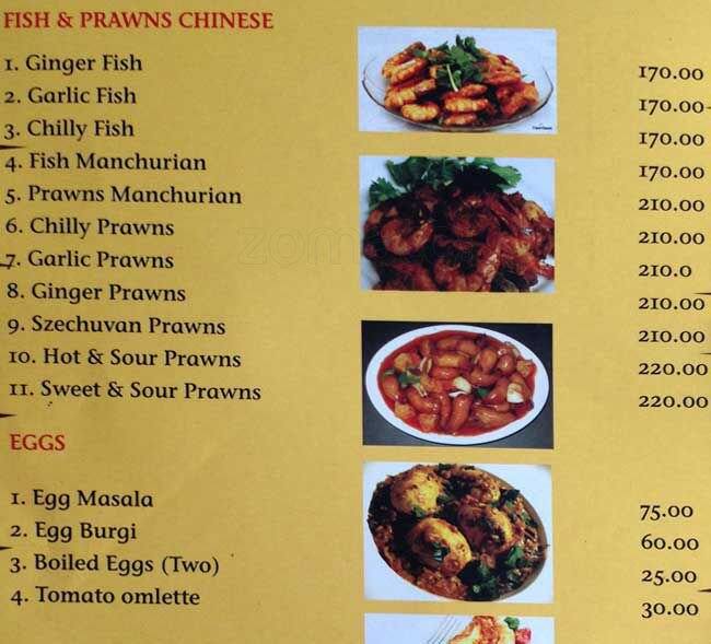 Menu at New Kohinoor, Mysuru