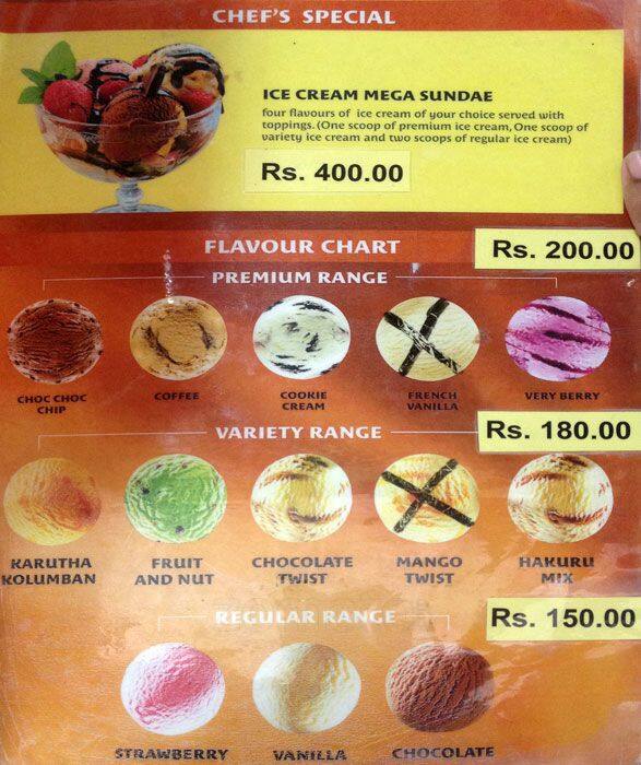 Elephant House Menu, Menu for Elephant House, Cinnamon Gardens, Colombo