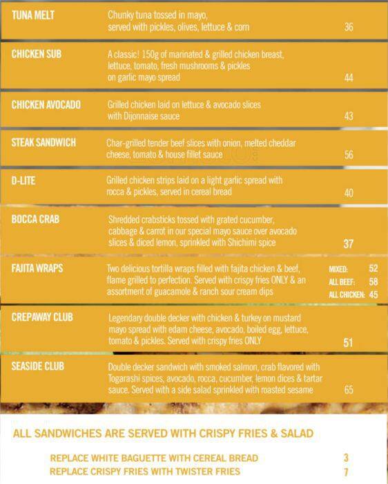 Crepaway menu