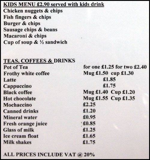 Menu at Meet 'N' Eat cafe, Glasgow