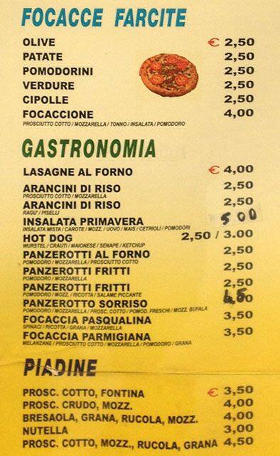 Menu di Cinepizza 