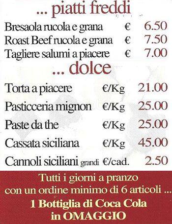 Menu di Pasticceria Aurora 