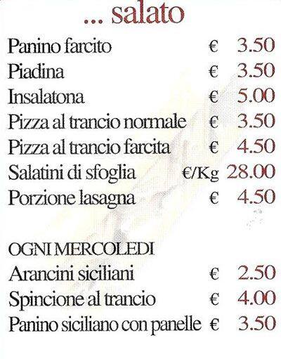 Menu di Pasticceria Aurora 