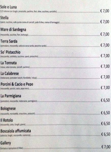 Menu di Gallery Pizza Roma 