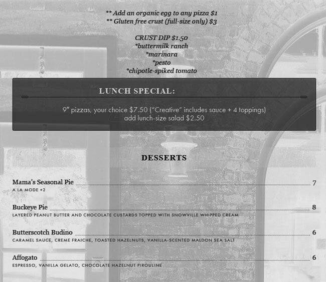 Menu at Harvest Bar + Kitchen Clintonville, Columbus, N High St