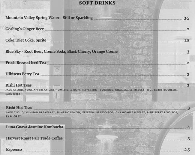 harvest bar and kitchen - clintonville menu