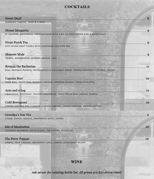 Menu at Harvest Bar + Kitchen Clintonville, Columbus, N High St