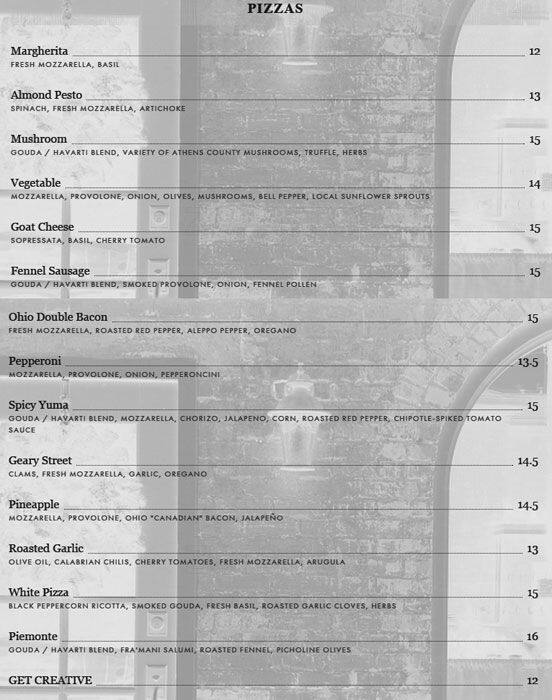Menu at Harvest Bar + Kitchen Clintonville, Columbus, N High St