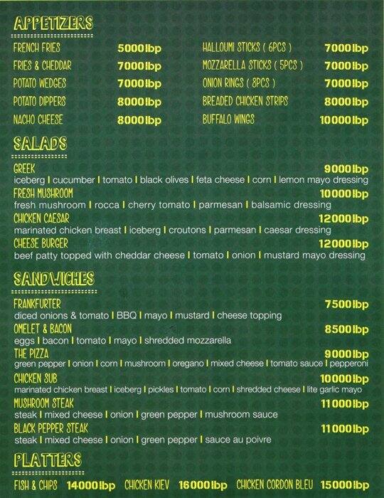 Hunger Management menu
