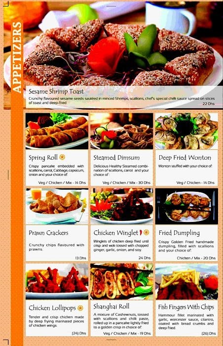 tourist club restaurant food menu