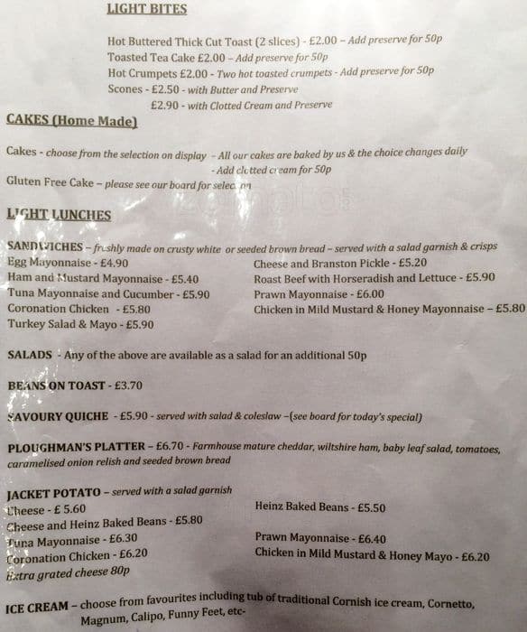 Menu at Time For Tea cafe, London, 5 Station Parade