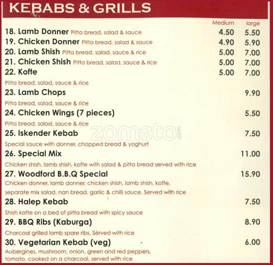 Menu at Woodford BBQ, Woodford