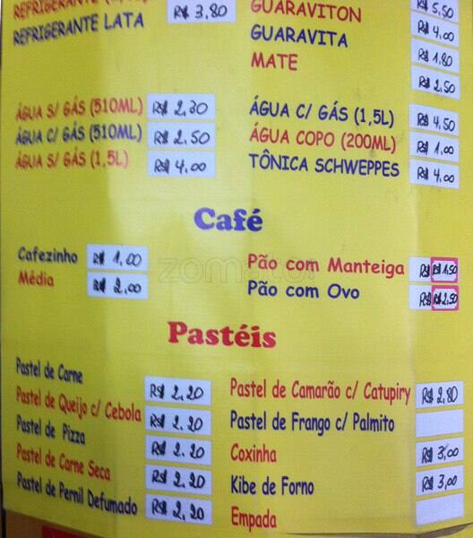 Bar do Osmar cardápio