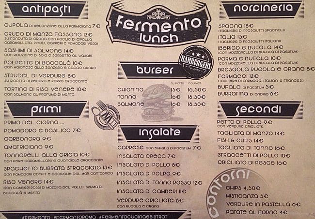 Menu di Fermento 