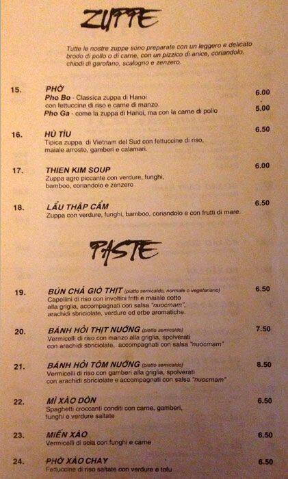 Menu di Thien Kim 