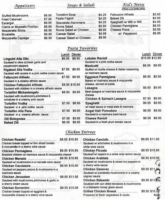 Jerry's Italian Bistro Menu - Urbanspoon/Zomato