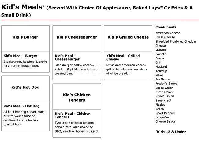 Menu at Freddy's Frozen Custard &amp; Steakburgers restaurant, Keller