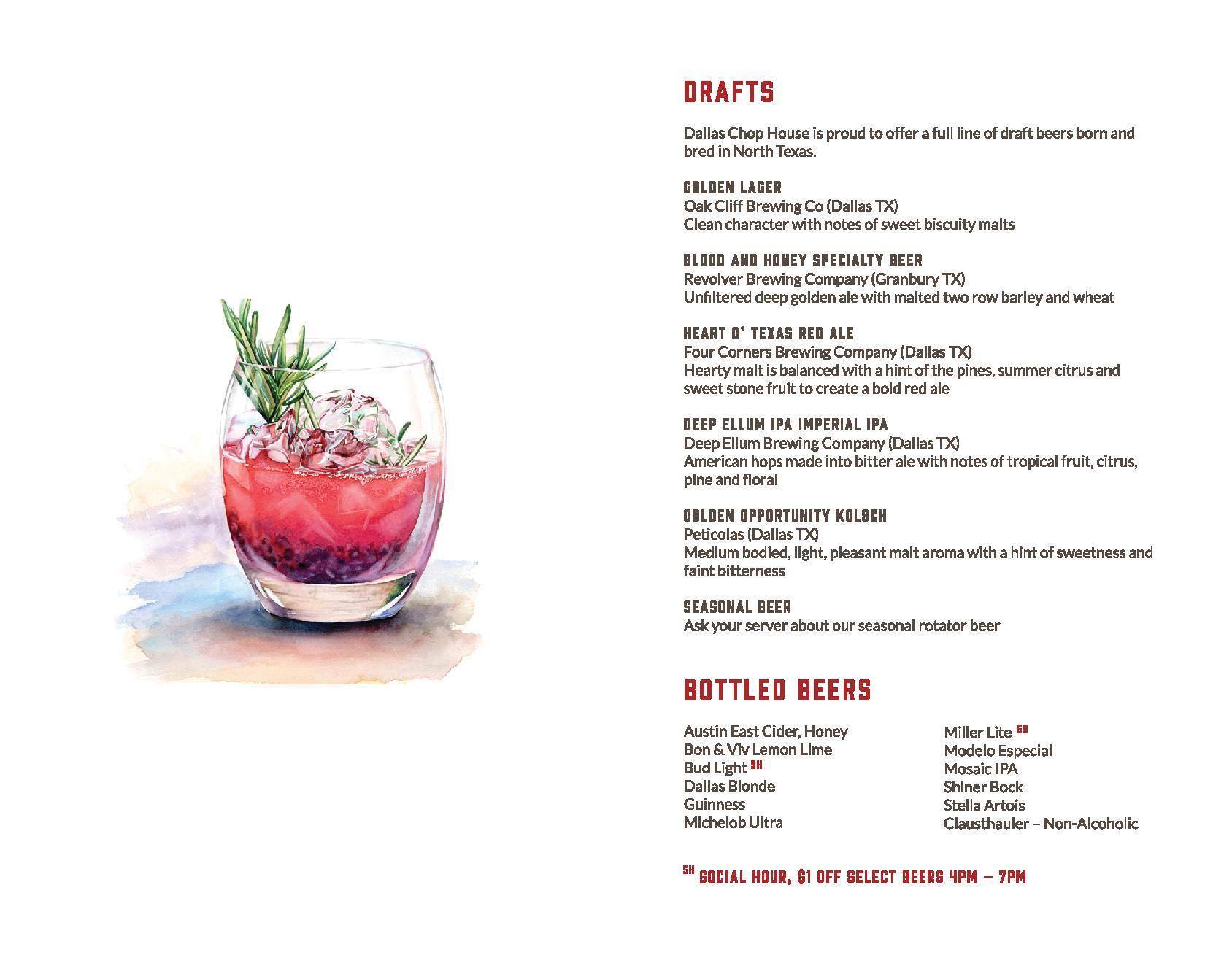 Menu at Dallas Chop House steakhouse, Dallas