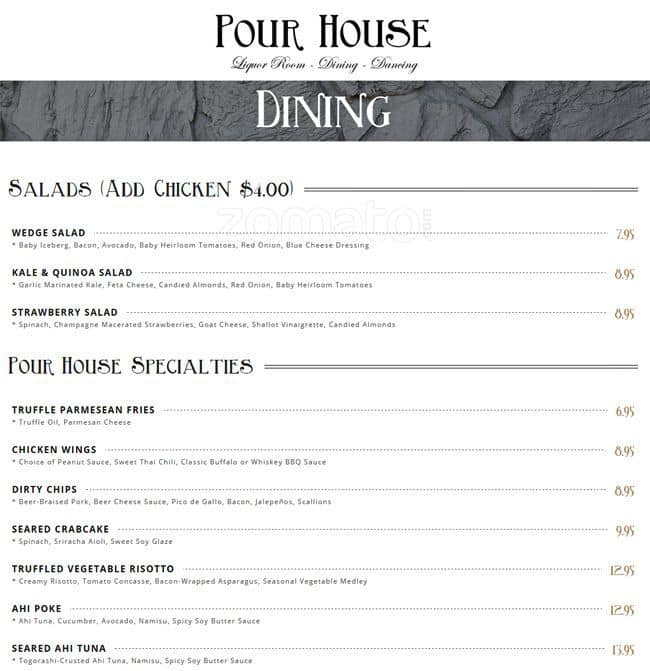 Pour House Menu, Menu for Pour House, Oceanside, San Diego Urbanspoon