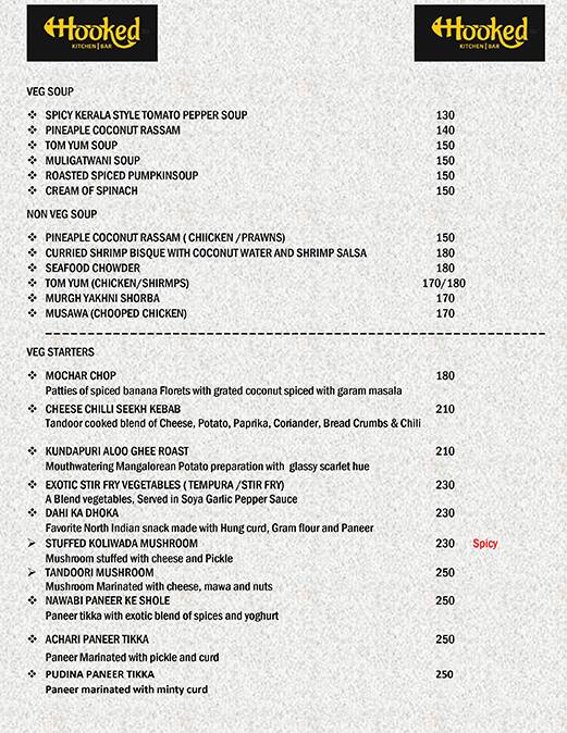 hooked restaurant menu