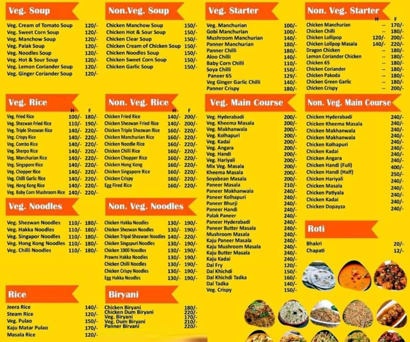 Menu of Hotel Royal Indian And Chinese, Mumbra, Thane