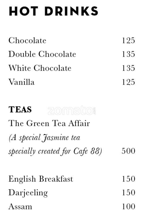 Cafe 88 menu