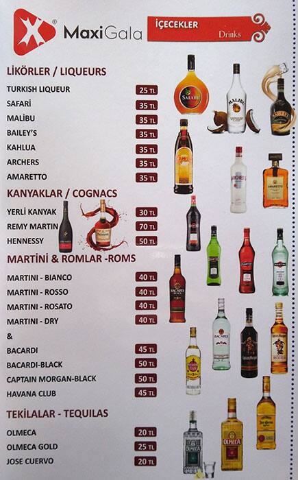 Maxigala menu