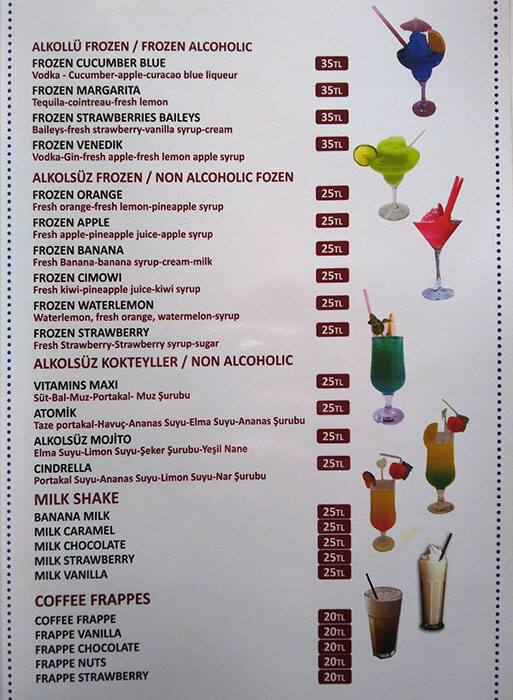 Maxigala menu