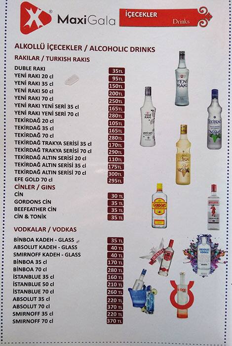 Maxigala menu