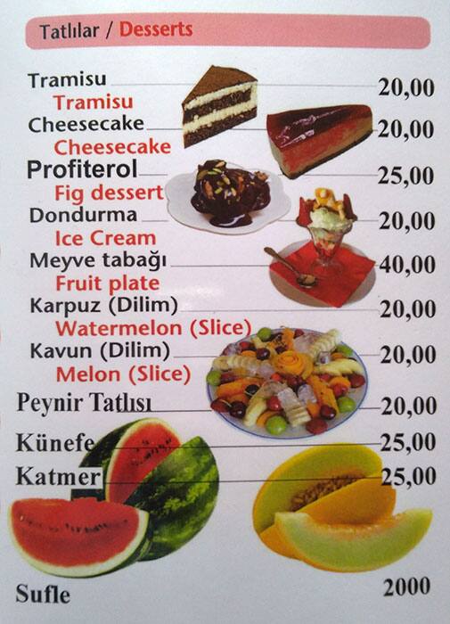 Maxigala menu